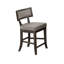 Chaise de salle à manger à hauteur de comptoir 2 pièces, bois massif et placages, ton, chaises de siège en tissu de 2 et placage, finition rustique, sièges coussins, style moderne