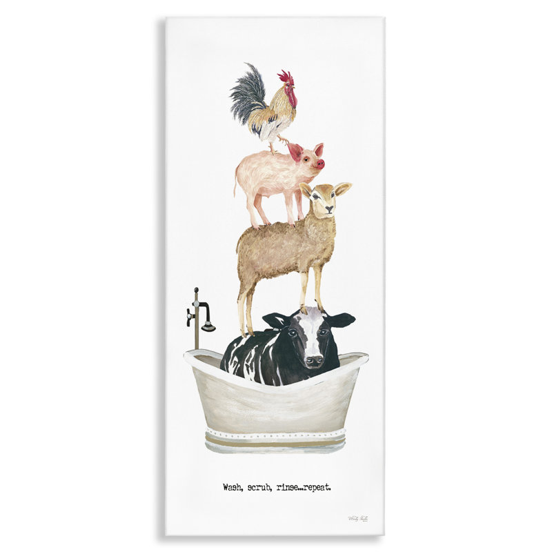 «Wash Scrub Rinse Animals on Canvas» par Cindy Jacobs, reproduction, H 40 po x l 17 po x P 1,5 po