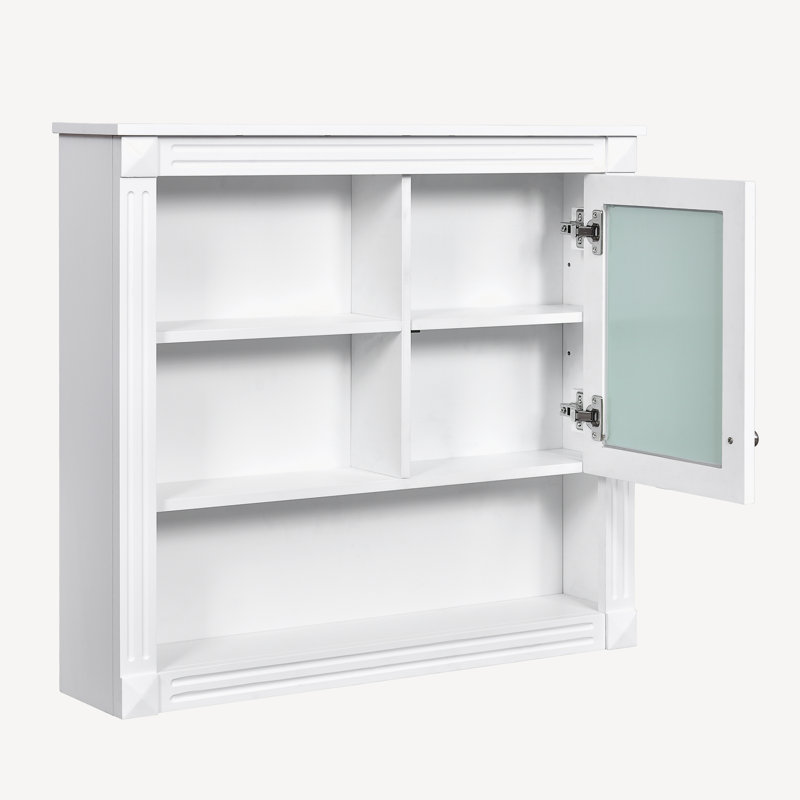 Armoire à pharmacie murale 32 "avec porte miroir et tablettes, Blanc