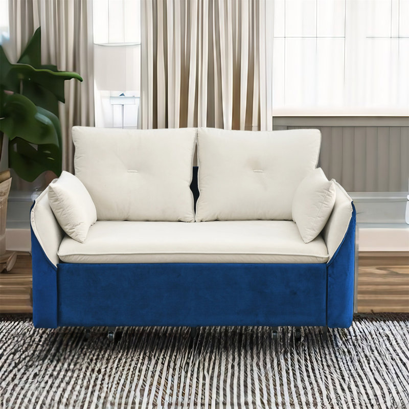Canapé 57 po, Velours bleu