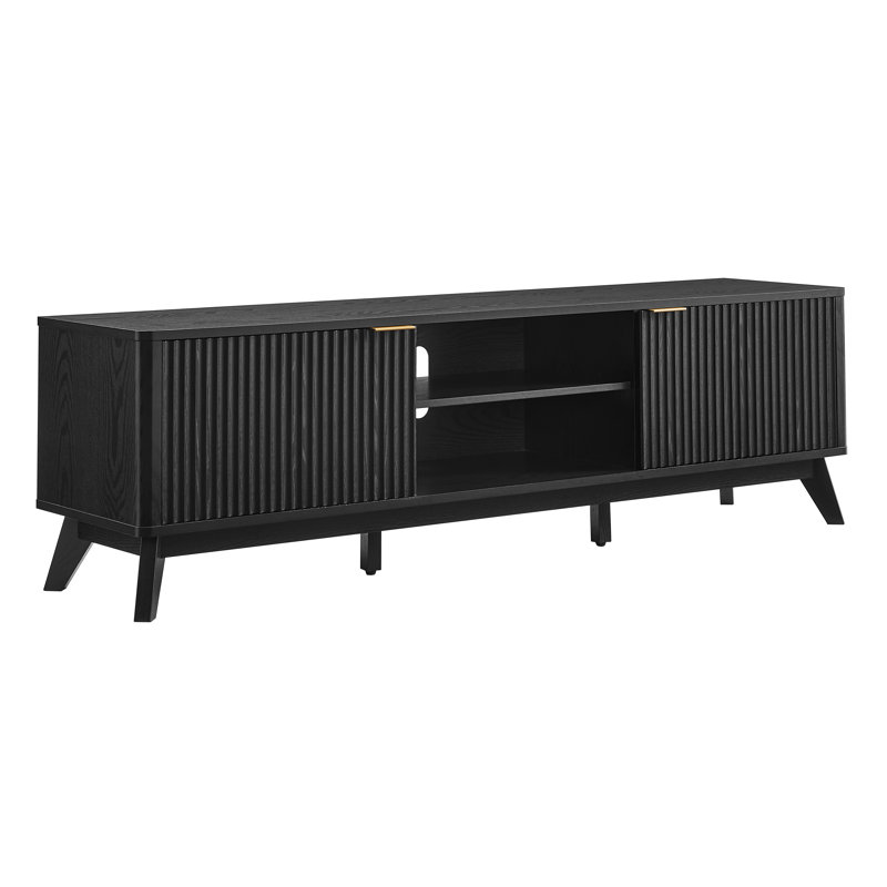 Console média 70 po Mid Century, Chêne noir