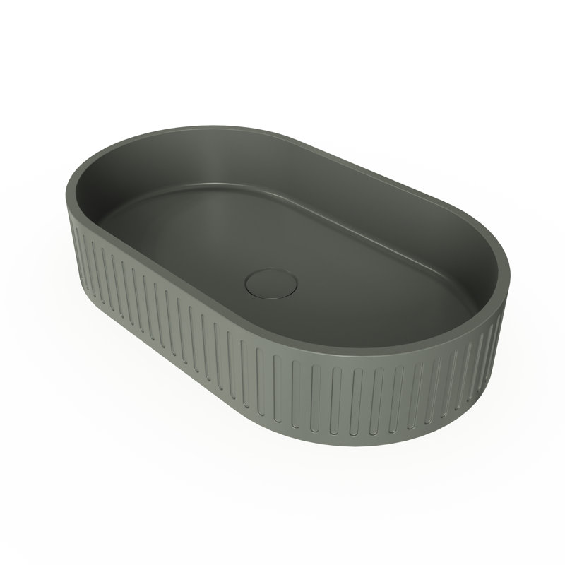 Lavabo de salle de bain vasque moderne en béton ovale avec drain