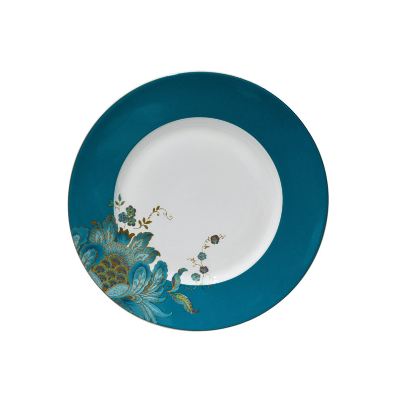 Eliza Teal and White Porcelain 16-Piece Dinnerware Set