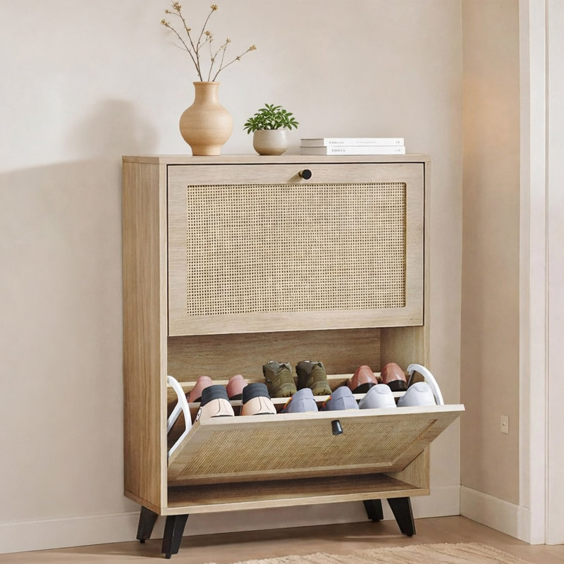 Armoire de rangement pour chaussures Aimara, Naturel