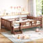 Lit grand format avec bibliothèques de rangement, lit pour enfants en bois massif avec de jolis escaliers et garde-corps, aucun sommier nécessaire, naturel-275433895-275433890
