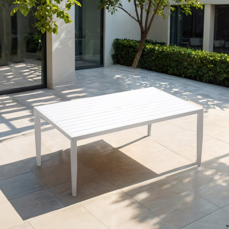 Table de salle à manger de patio / d'extérieur / d'extérieur, Blanc mat