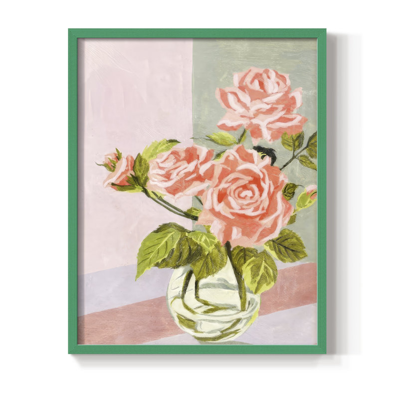 «Douces Roses I», H 15 po x l 12 po, Vert