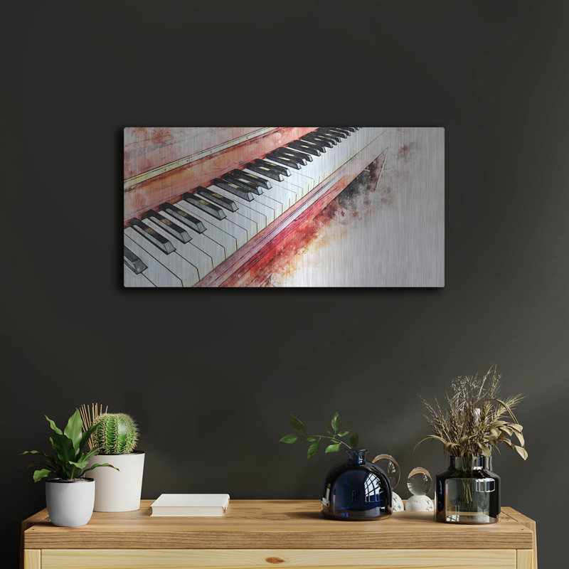 «Red Piano», art mural en métal, H 12 po x l 24 po