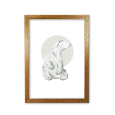 Watercolour Polar Bear With Grey Circle - Painting