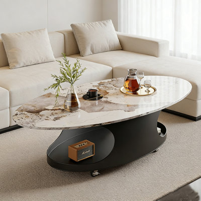 Table basse ovale simple avec poulie