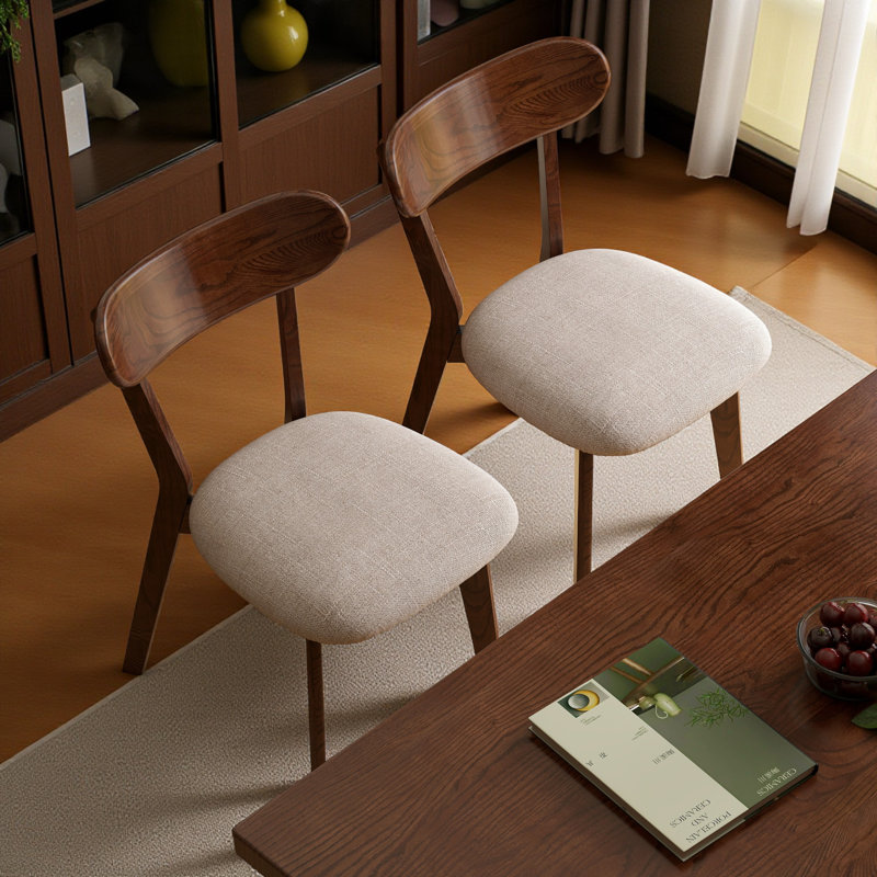 Chaises de salle à manger rembourrées Hoopes, 6, Beige, Brun
