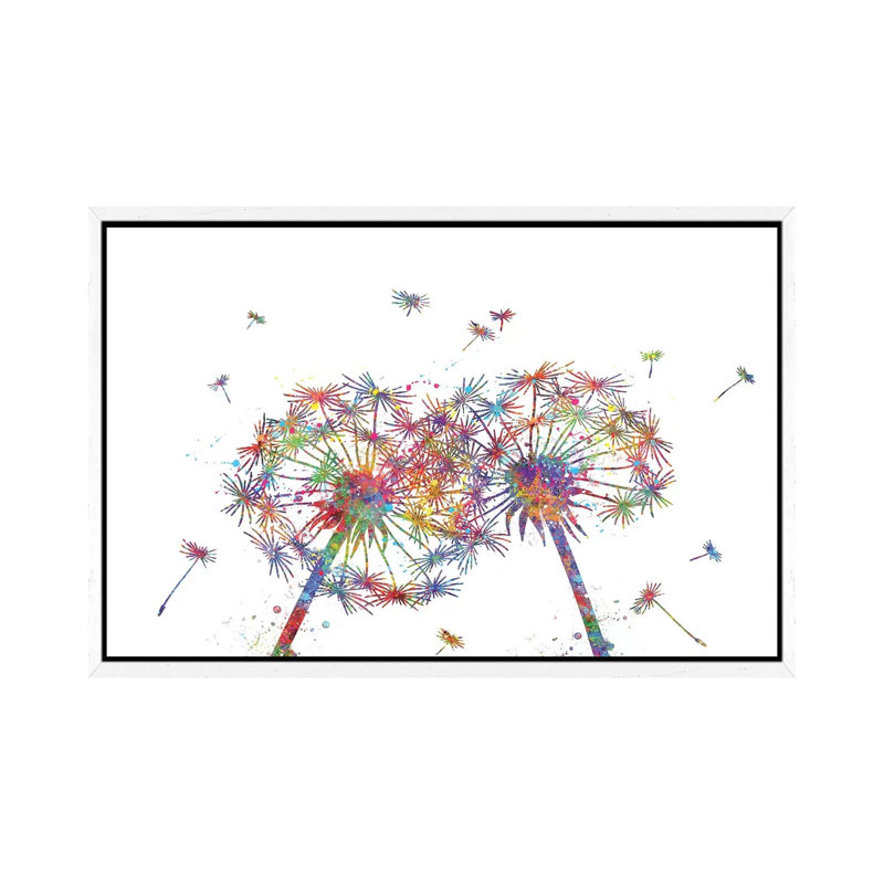 Dandelion by Genefy Art - Print on Canvas, 45.72cm H x 66.04cm W x 3.81cm D, White Framed