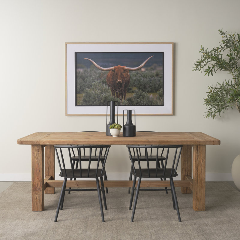 Nonnie Rectangular Natural Brown Wood Dining Table, 39" W x 84" L