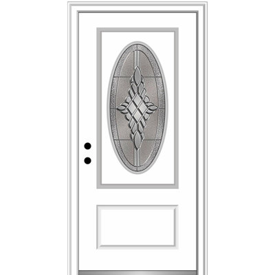 Petite porte d'entrée pré-suspendue ovale en fibre de verre 1 panneau Grace