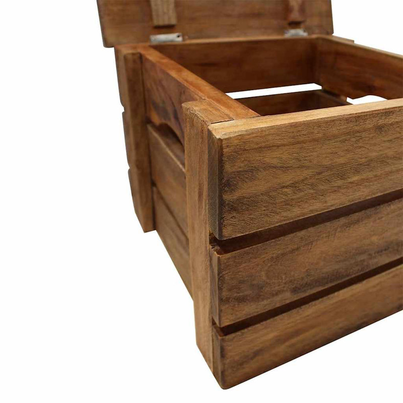 vidaXL Storage Crate Natural Mahogany Solid mahogany wood Brown 14.6" x 13.8" x 10.6"