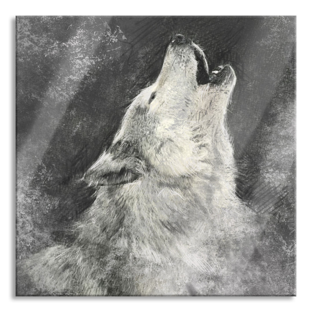 Glasbild Wolf Heulen