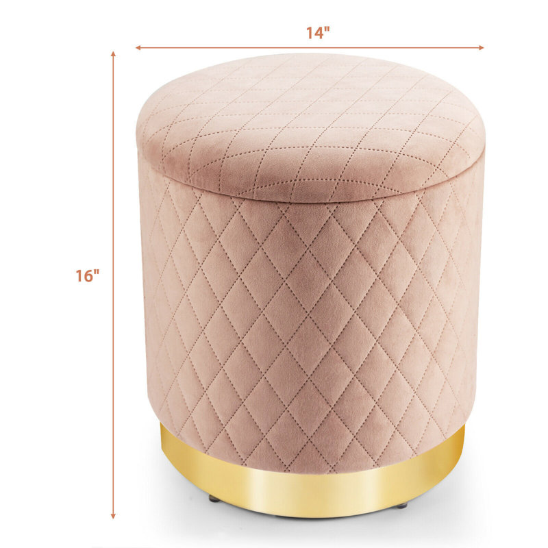 Repose-pieds avec rangement 14 po, Velours rose