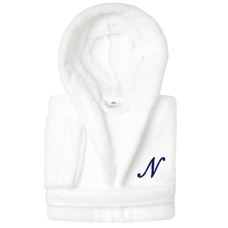 Peignoir en molleton mi-mollet personnalisé pour enfants avec poches et capuche, S, N