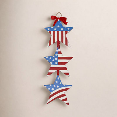 Wooden Independence Day Hanging Stars Accent