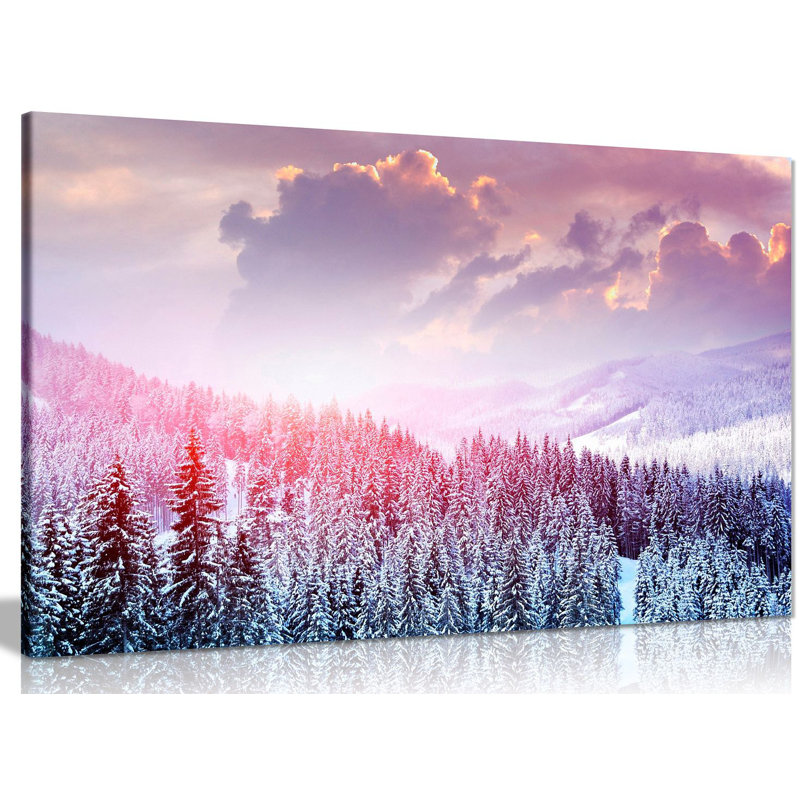 Winter Forest Snow Trees - Wrapped Canvas Print, 41cm H x 61cm W