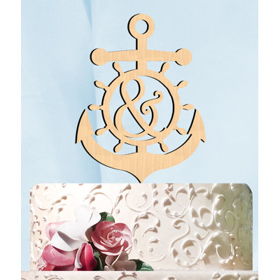 Anchor Wheel Wood Cake Topper