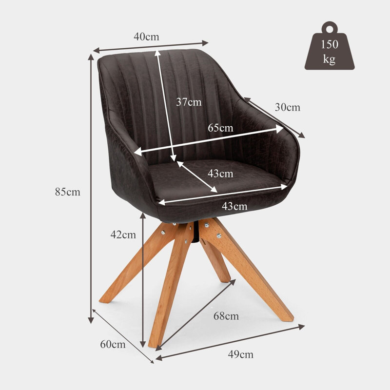 Edesville Faux Leather Swivel Armchair, Brown