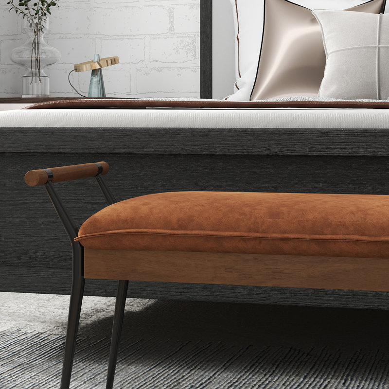 Banc de rangement industriel avec accoudoirs Ameera, Brun