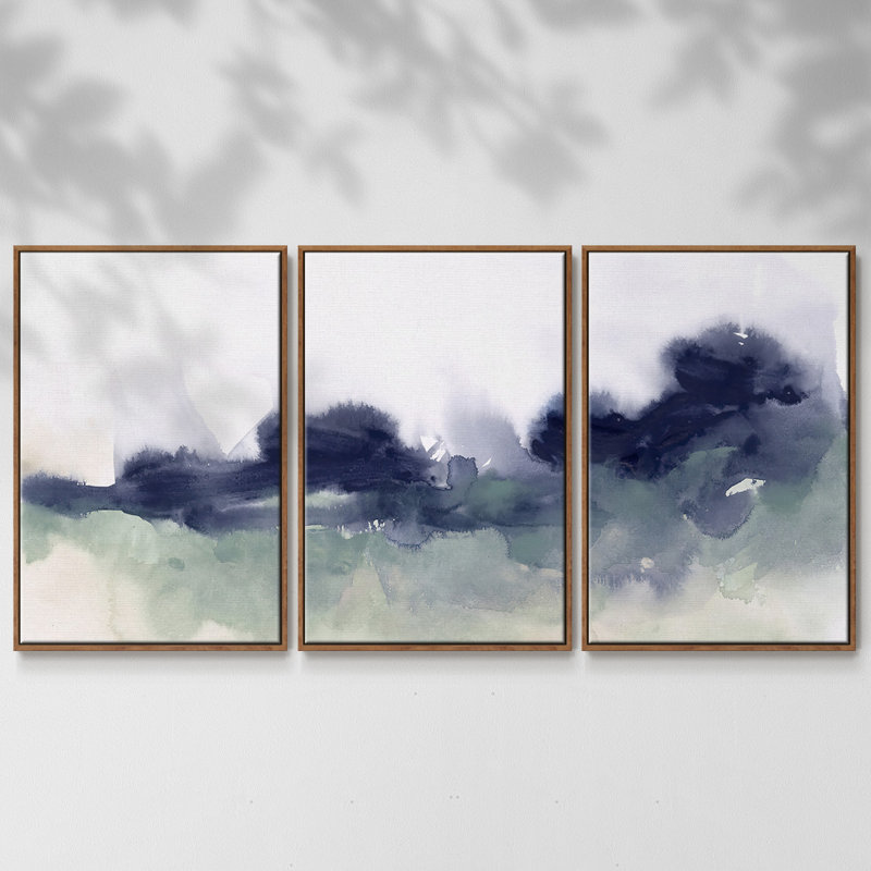 Lake Fog II - Toile encadrée multi-pièces, H 40 po x l 78 po x P 2 po, Noyer
