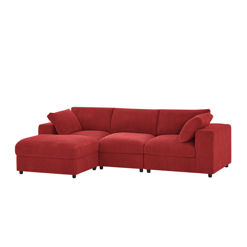 Canapé modulaire en velours côtelé Beglobe, Velours côtelé rouge