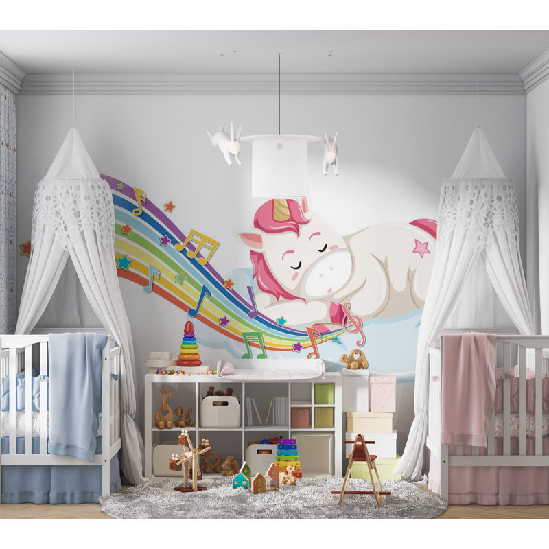 Papier peint de qualité supérieure - Licorne rêveuse, L 108 po x l 150 po