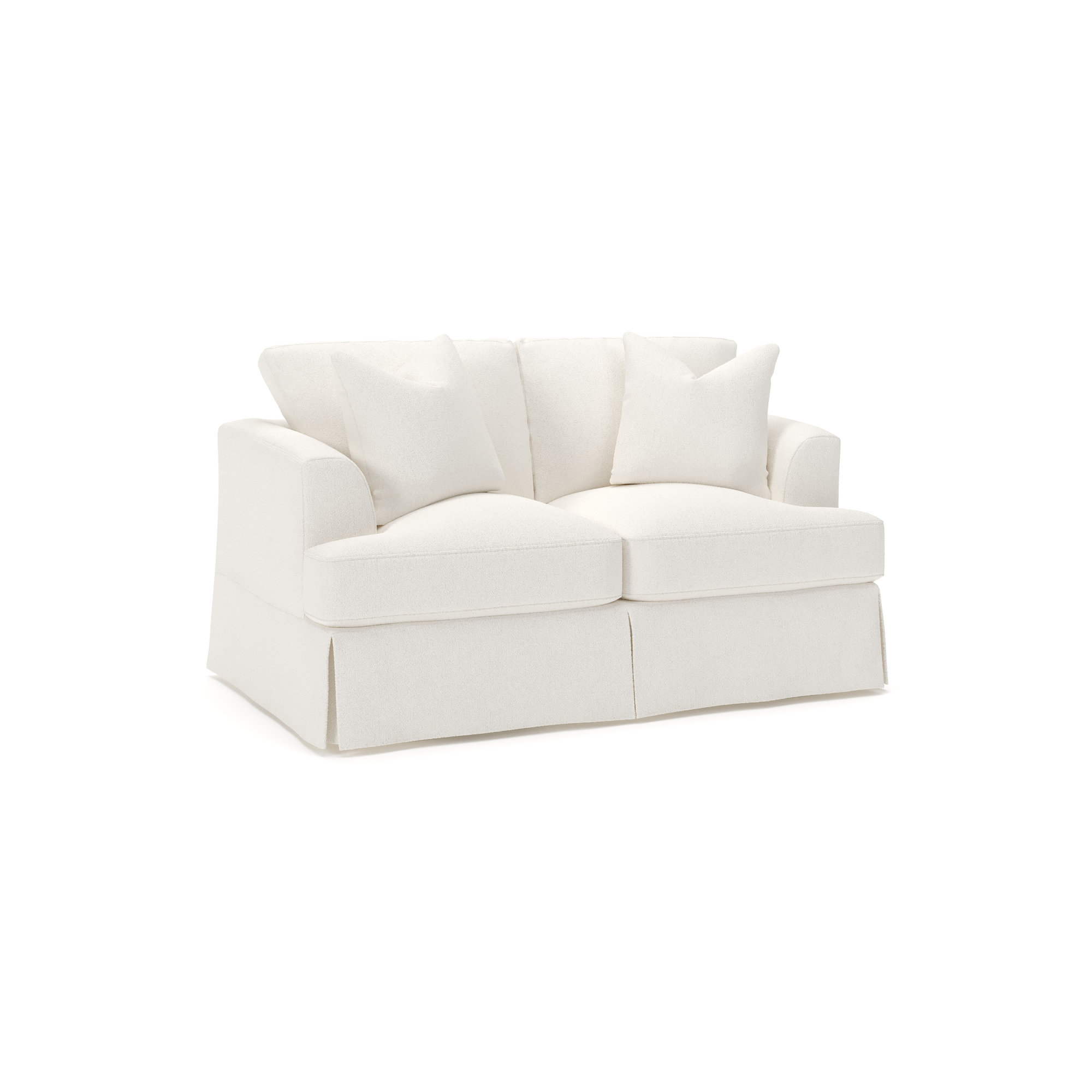 Lucia 65.5" Recessed Arm Slipcovered Loveseat, Apollo Alpaca Boucle