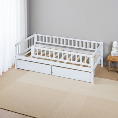 Lit de jour simple en bois avec deux tiroirs