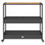 Bar Cart 3-Tier Black Poly Rattan And Solid Wood Acacia
