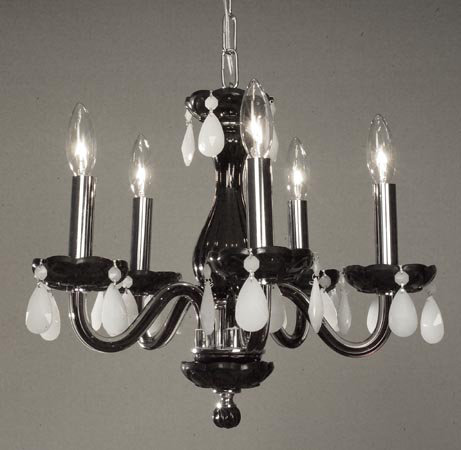 Lustree 5 lumières façon bougie/classique Fairweather, Noir, Cristal blanc