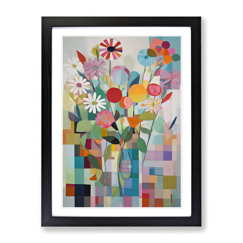 Modern Flowers Orphism Vol.4 - Picture Frame Print, Black, 34cm H x 25cm W x 2cm D