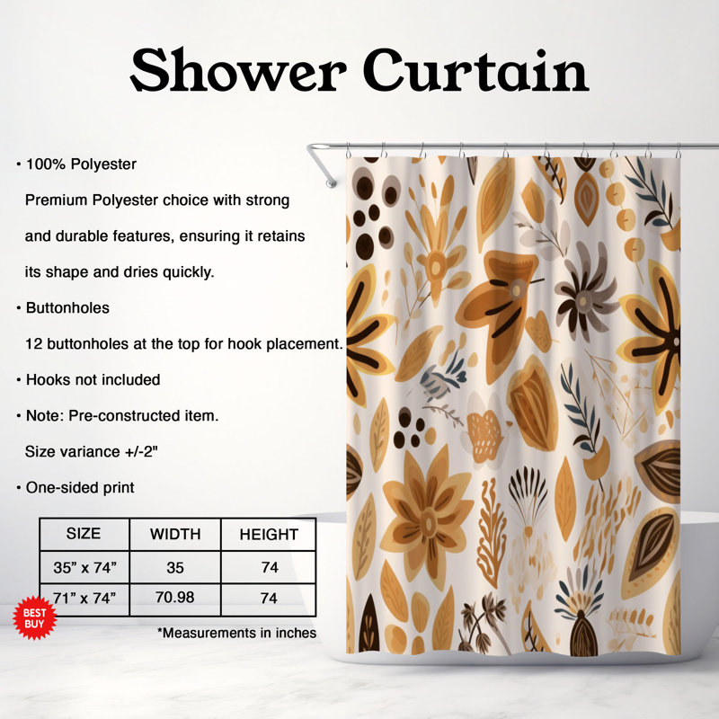 Rideau de douche Boho Calm - Premium, H 74 po x l 71 po