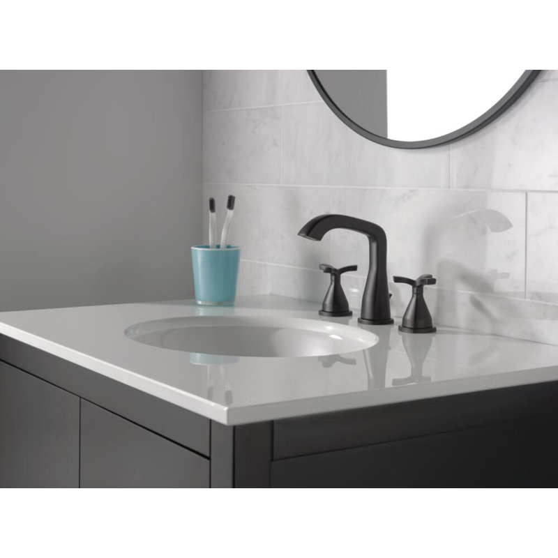 Stryke Widespread Bathroom Faucet with Drain Assembly, Matte Black