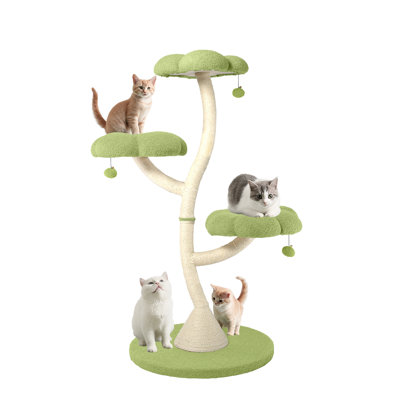 5'11" H Tall Cat Tree Flower Shape Scratching Post Cat Tower