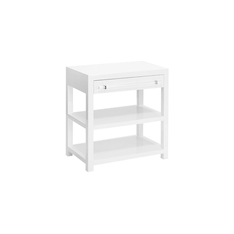 Transitional Gray Acrylic Rectangular End Table with Storage