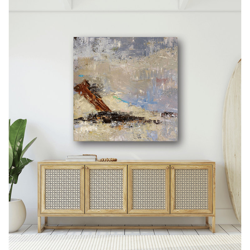 Beach Chair - Artist Enhanced Canvas Print, 24" H x 24" W x 1" D, Wrapped Canvas
