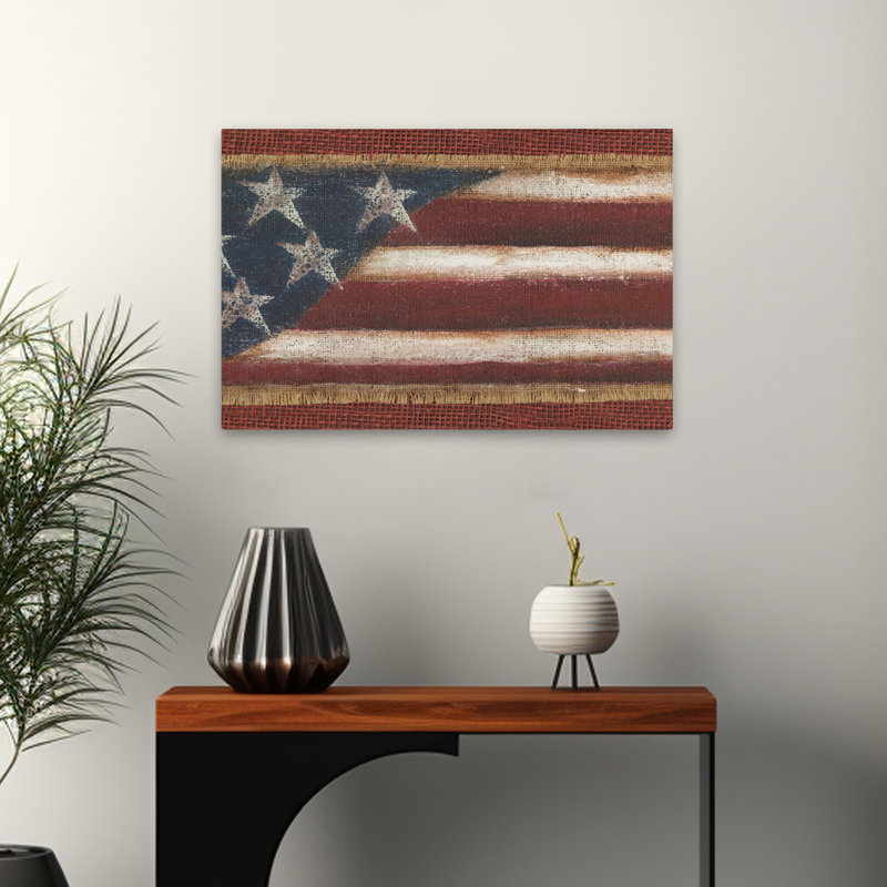 Drapeau de la toile de jute - rétro, drapeau américain rétro, toile de jute, art patriotique rustique, H 16 po x l 24 po