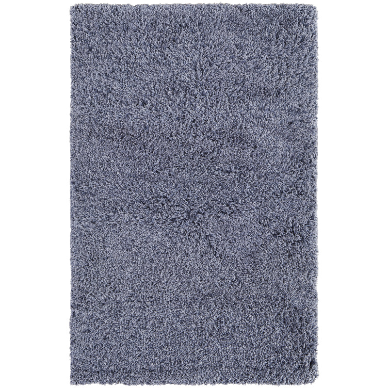 Tapis bleu uni rectangulaire en polyester touffeté à la main Brankica, Rectangle 9 pi x 12 pi