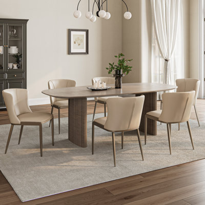Moderne, chaises de salle à manger sans accoudoirs, revêtement, beige