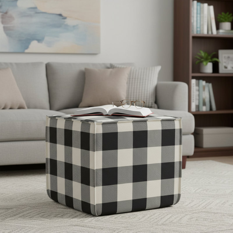 Modern Square Pouf Ottoman Footstool, 19" X 19" X 18", Multi-Functional For Living Room, Bedroom (Multiple Patterns)