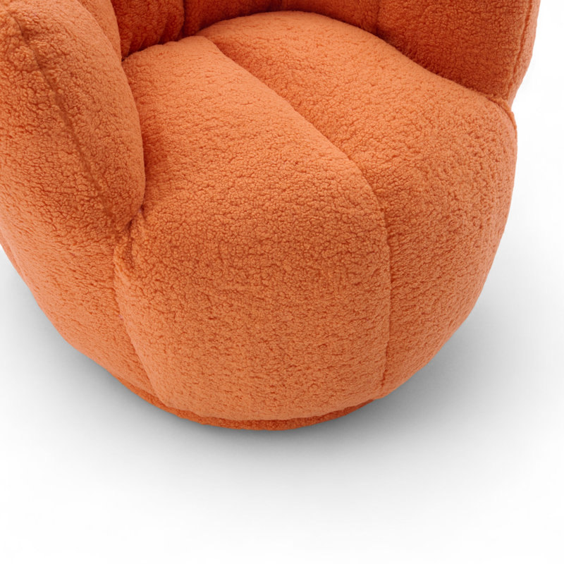 Alivya Upholstered Swivel Barrel Chair, Orange