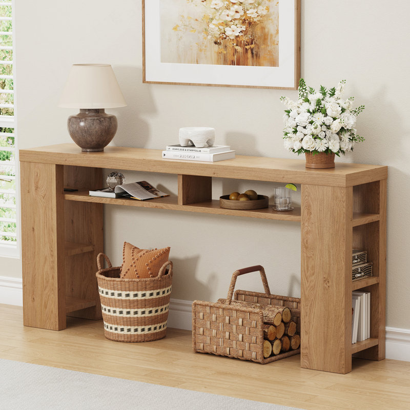 Table d'entrée robuste et polyvalente avec station de charge et beaucoup de rangement, parfaite pour les maisons modernes