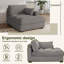 Chaise longue surdimensionnée en velours côtelé gris clair avec accoudoirs et coussins décoratifs Bentura-1650880635-1650880628