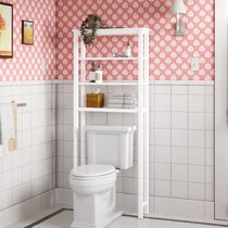 Solid Wood Over The Toilet Storage Freestanding Piece Features Six