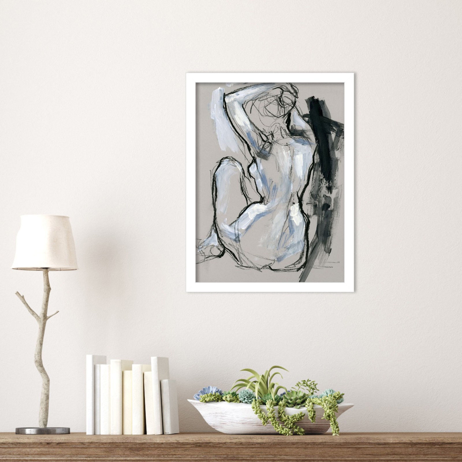 Onyx Gestures I Print, White, 17" H x 13" W