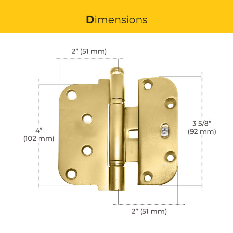 Brixwell 850-8762435 Ultimate 2d Adjustable steel Guide Hinge Removable Pin KTL Brass Alt Finish, Brass
